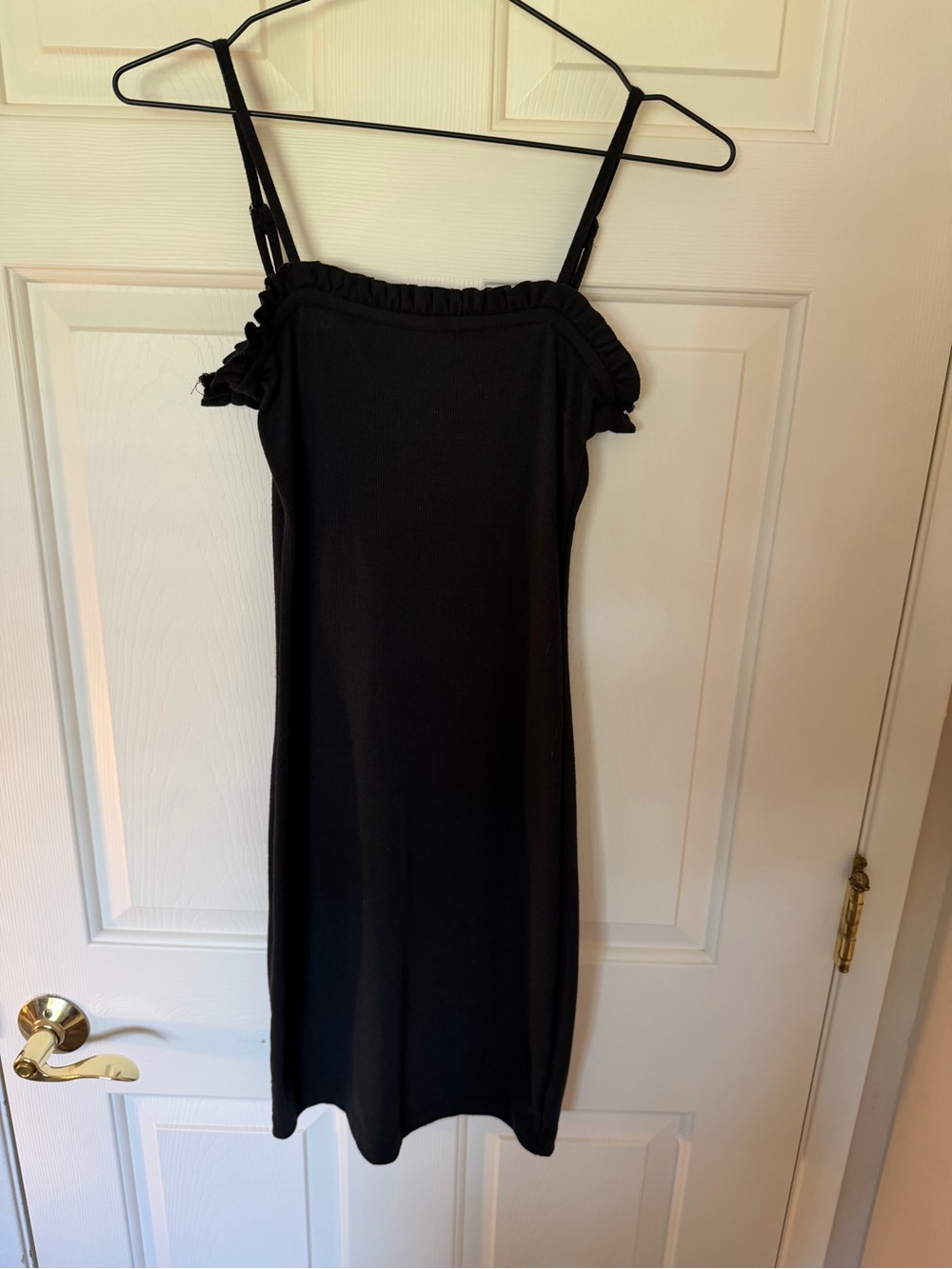 Chaser Black Ruffle-Trim Midi Slip Dress